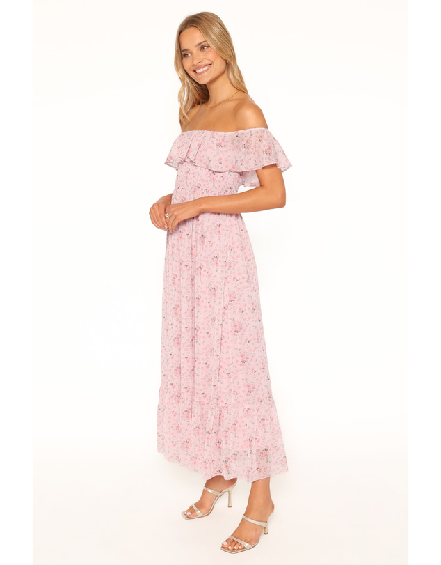 Petal & Pup - Priscilla Strapless Midi Dress - Pink Floral