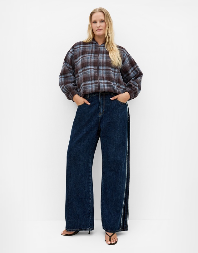City Chic - Mila Check Bomber Jacket