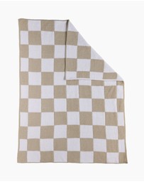 Living Textiles - Chenille Blanket - Checkered Taupe