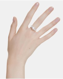 Swarovski - Matrix cocktail ring, Crystal pearl, Round cut, White, Rhodium plated