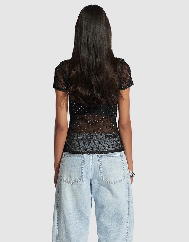 Decjuba - Zoe Lace Rhinestone Tee