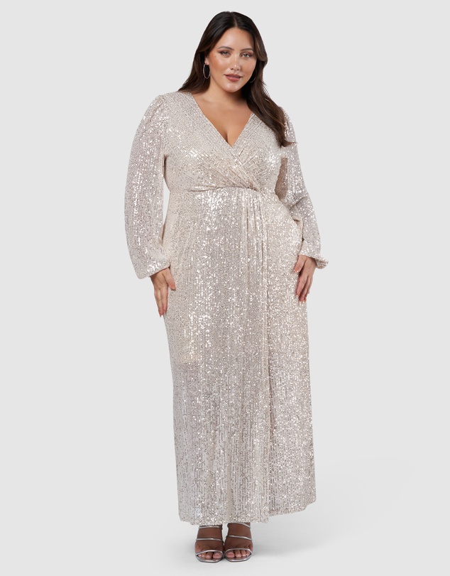 Pink Dusk by Curve Project - All I Want Sequin Maxi Dress