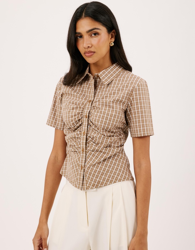 Atmos&Here - Lara Gathered Front Short Sleeve Shirt