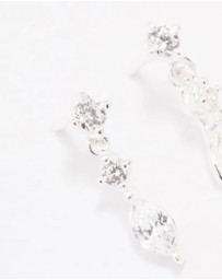 Lovisa - Sterling Silver Triangular Cubic Zirconia Marquise Drop Earrings