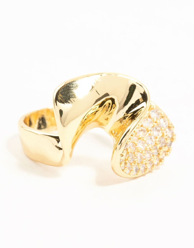 Lovisa - Gold Plated Cubic Zirconia Twisted Ring