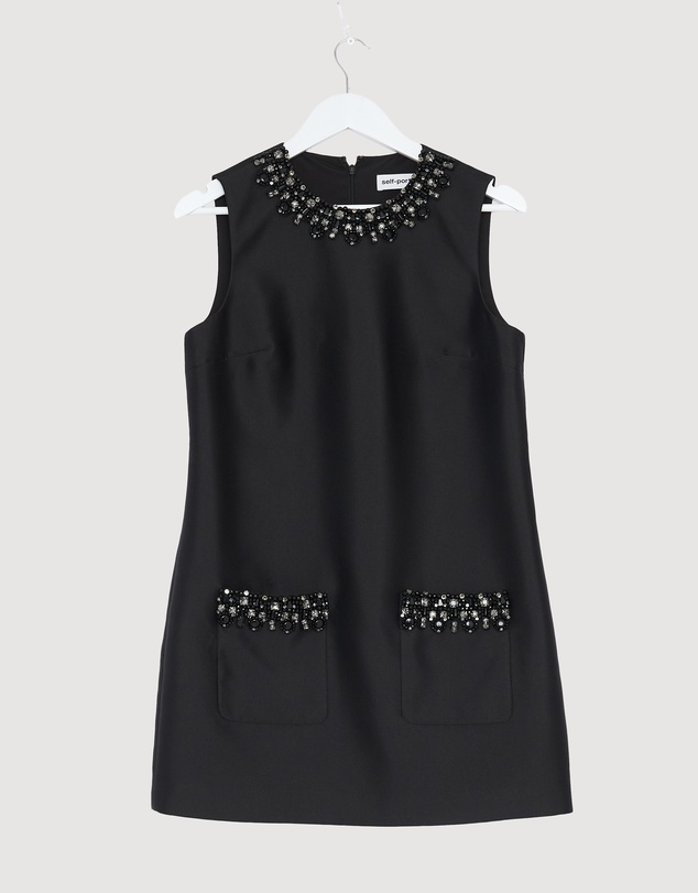 Revibe - Repaired Self Portrait Taffeta Embellished Trim Mini Dress - AU 10