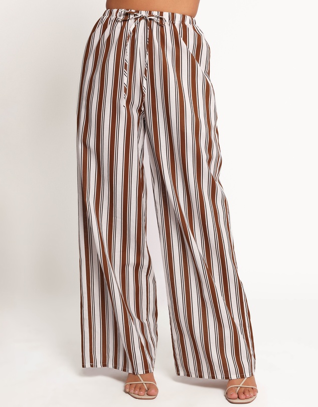 Petal & Pup - Thalia Wide Leg Pant - Chocolate Stripe