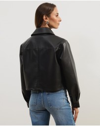 Atmos&Here - Annalise Leather Look Cropped Shacket