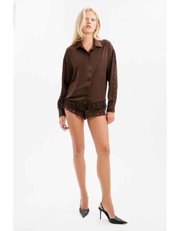 Bardot - Bonita Satin Lace Shirt