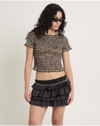 Insight - Leopard Shirred Top