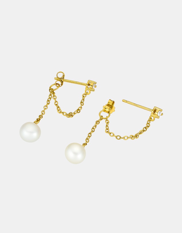 Zoe Olivia - 14K Gold Vermeil Cubic Zirconia & Pearl Stud Earrings