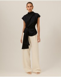 Tussah - Violet Drape Tie Detail Satin Top