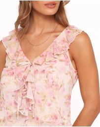 Petal & Pup - Ismena Tie Front Top - Blurred Pink Floral