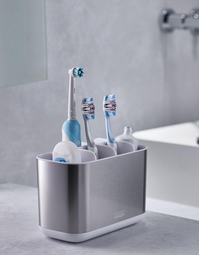 Joseph Joseph - EasyStore™ Steel Large Toothbrush Caddy (White)