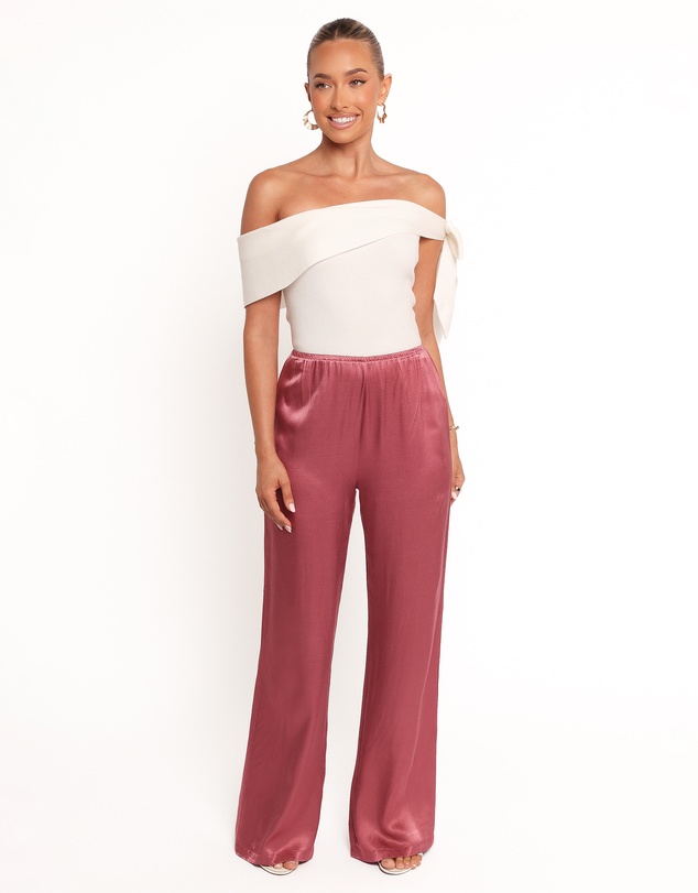 Petal & Pup - Carissa Satin Pants - Dusty Rose