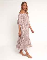 Petal & Pup - Rhody Off Shoulder Maxi Dress - White Leopard