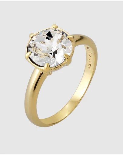 Elli Jewelry - Ring Women White Crystal 925 Sterling Silver Gold Plated