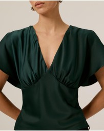 Tussah - Genevieve Flutter Sleeve Satin Top