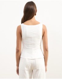Atmos&Here - Eleni Sleeveless Peplum Ponte Structured Top
