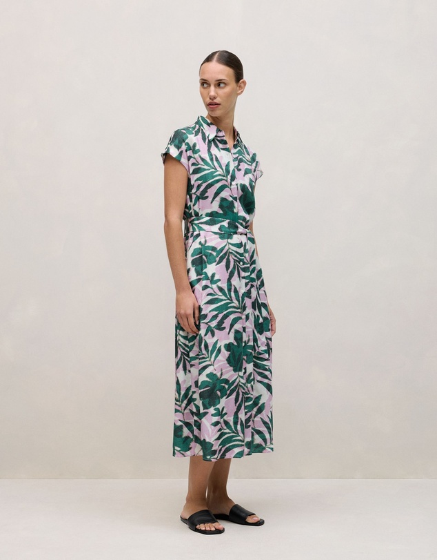 Trenery - Arbour Cap Sleeve Midi Shirt Dress in True Green