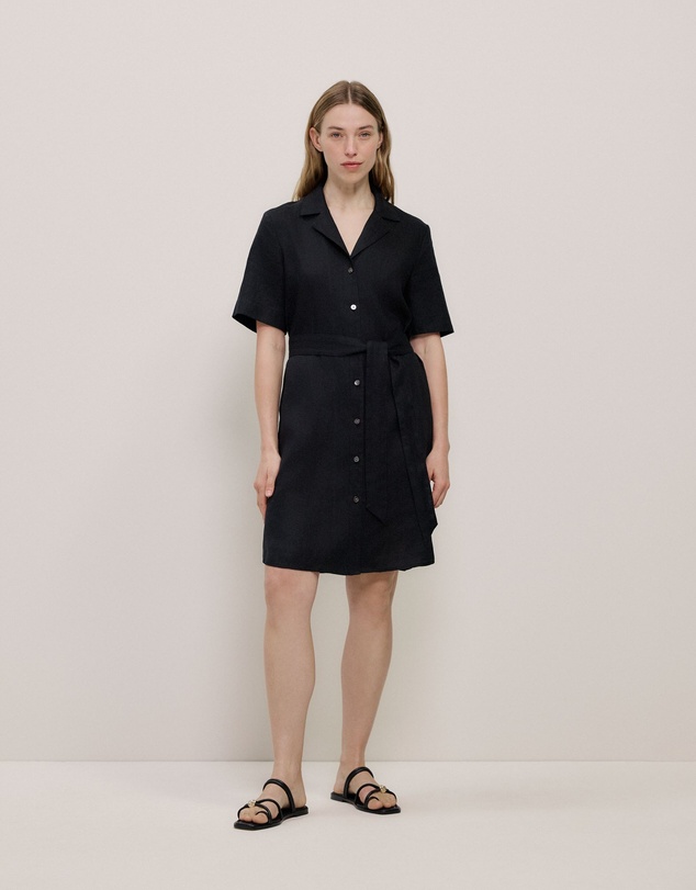 Trenery - Linen Belted Shirt Dress in Black