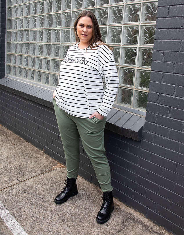 Love Your Wardrobe - LYW & Co Stripe Embroidered Sweat Top