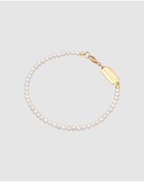 Kuzzoi - ICONIC EXCLUSIVE - Bracelet Men Classic Trend Simple Freshwater Pearls in 925 Sterling Silver Gold Plated