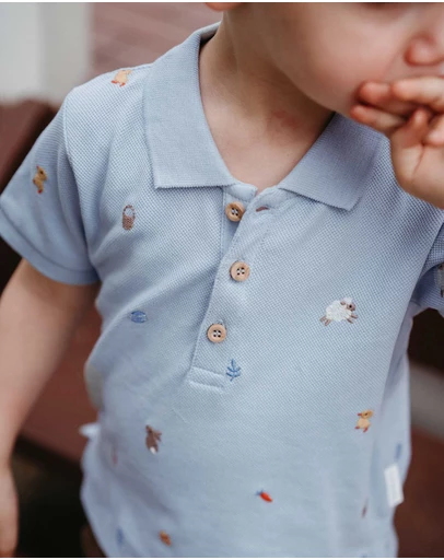 Purebaby - Bunny Friends Polo Shirt -Kids-Babies