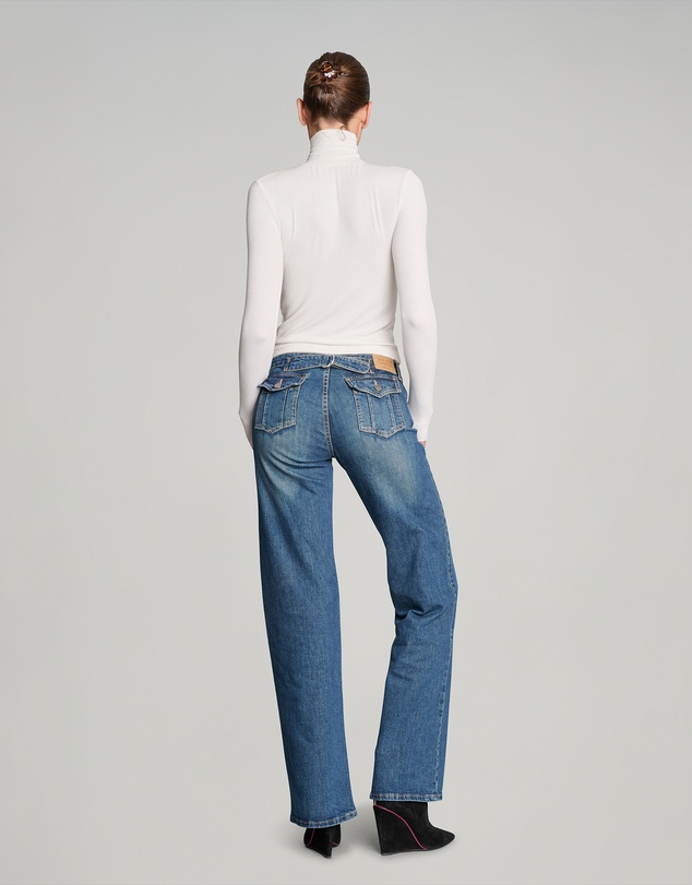 Love and Nostalgia - Secret Agent Rib Turtleneck Top - Vanilla