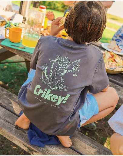 Skwosh - Crikey Boys Back Print Tee in Charcoal