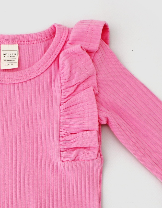 WITH LOVE FOR KIDS - Shimmy Wide Ribbed Long Sleeve Onesie - Babies