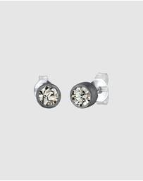 Kuzzoi - ICONIC EXCLUSIVE - Earrings Stud Round Modern Basic with Crystals in 925 Sterling Silver