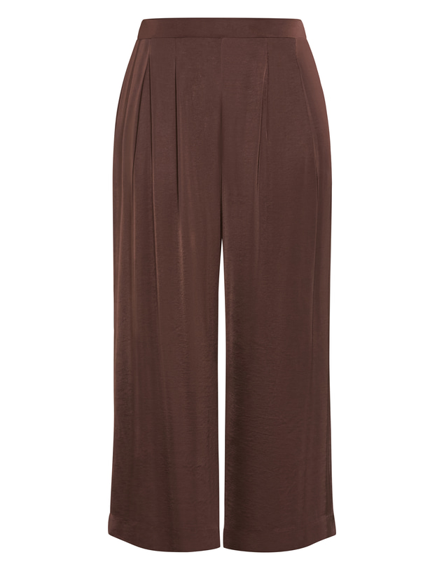 City Chic - Plus size Helena Wide Leg Satin Pant - chocolate