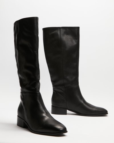 Flat Leather Knee-High Riding Boots