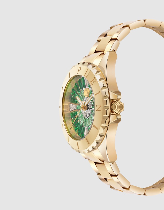 Philipp Plein - Philipp Plein Heaven 34mm Green Dial Recycled Gold-Tone Stainless Steel Bracelet Watch