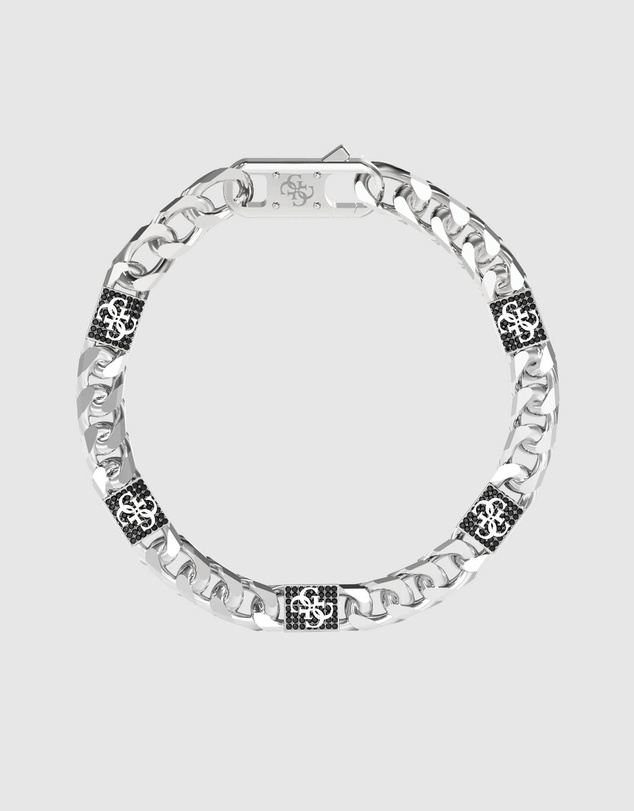 GUESS - Silver-Tone 4G Curb Chain Pave Bracelet
