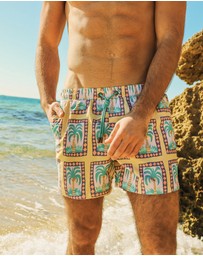 Skwosh - Palm Reader Mens Swim Shorts in Mustard