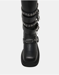 Steve Madden - Kannonball Black Leather Boots