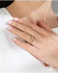 Von Treskow - Stretchy Ring with Oval Pink Opal