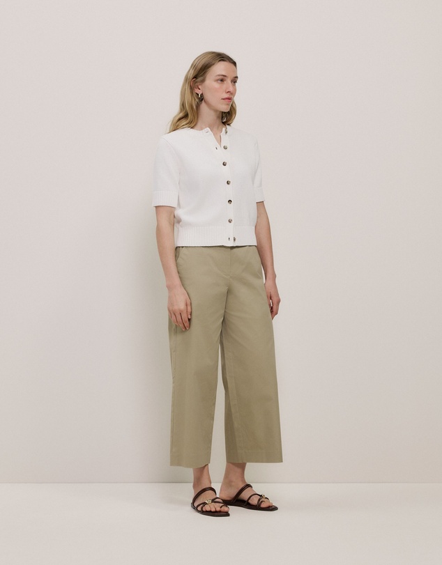 Trenery - Cropped Wide Leg Chino Pant in Olive Brown