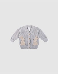 Kynd Baby - Knit Bunny Cardigan in Snow Marle