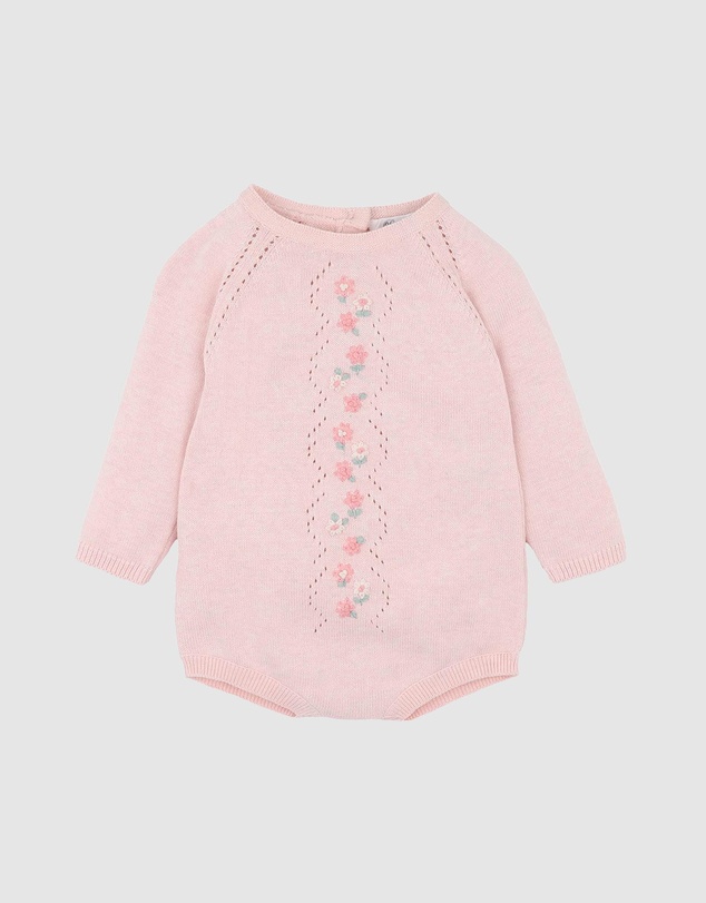 Bebe by Minihaha - Winnie Organic Hand Emb Knit Romper - Babies