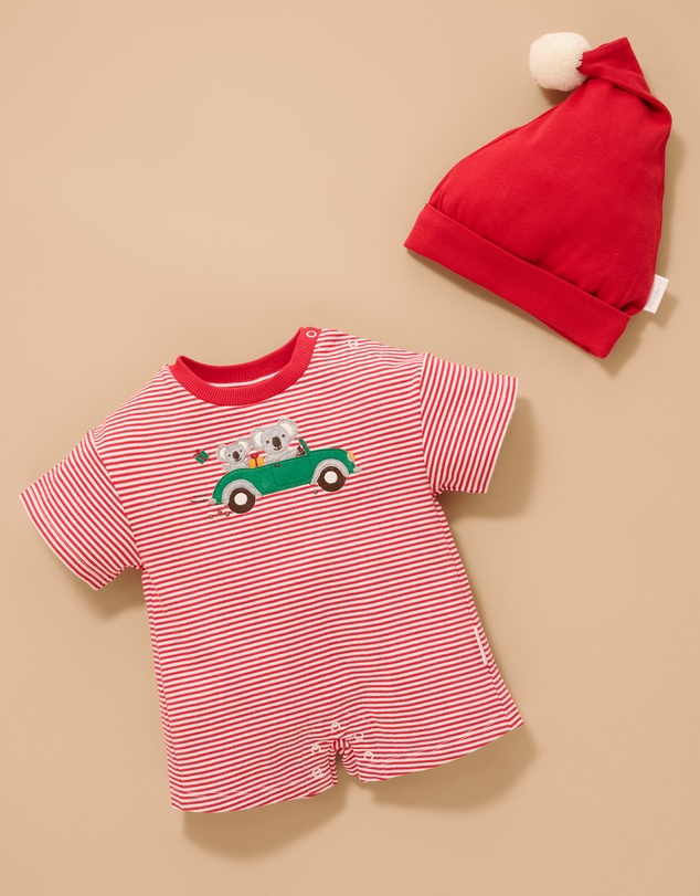 Purebaby - Christmas Striped Growsuit-Kids-Babies