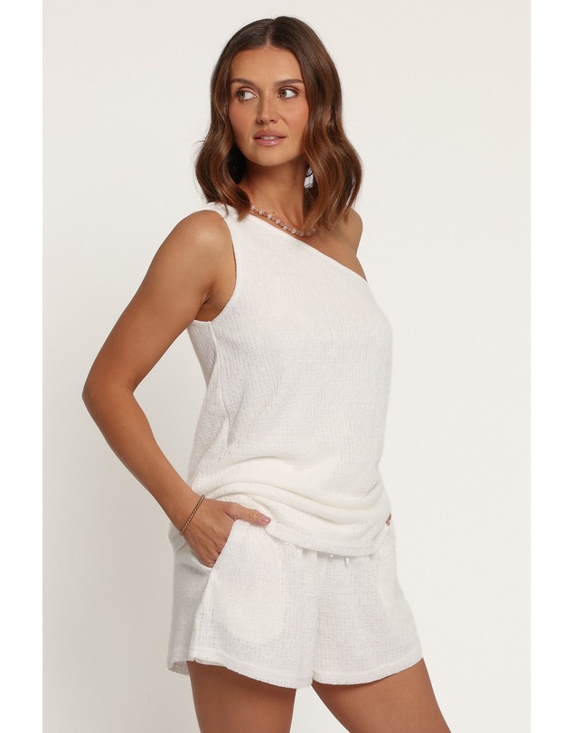Petal & Pup - Ayden One Shoulder Short Set - White