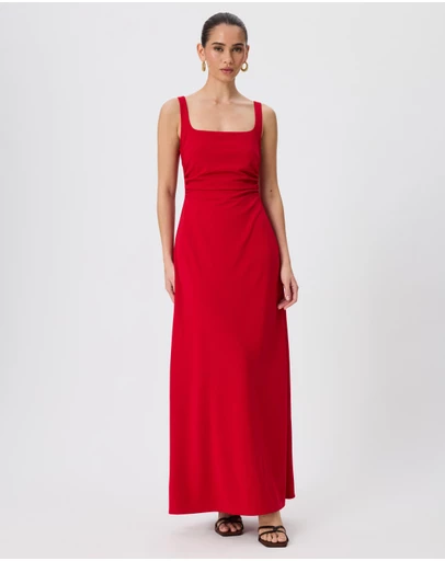 Tussah - Celine Square Neck Midi Dress With Side Ruching