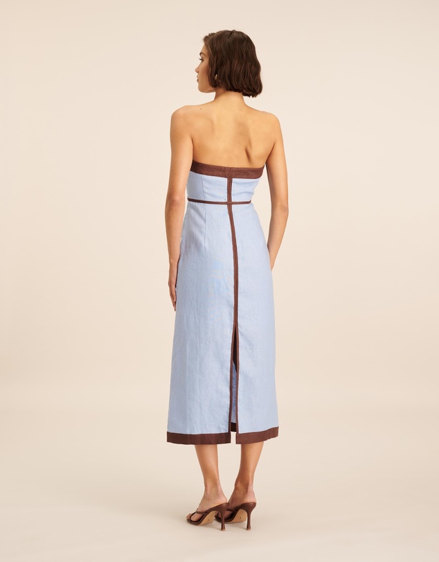 AERE - Ari Linen Contrast Strapless Dress