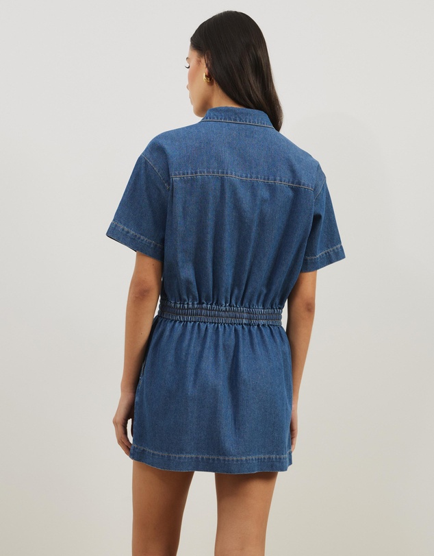 Atmos&Here - Tina Drawstring Denim Mini Dress