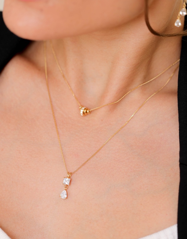 Elli Jewelry - Necklace Crystal Drop 925 Sterling Silver Gold-Plated