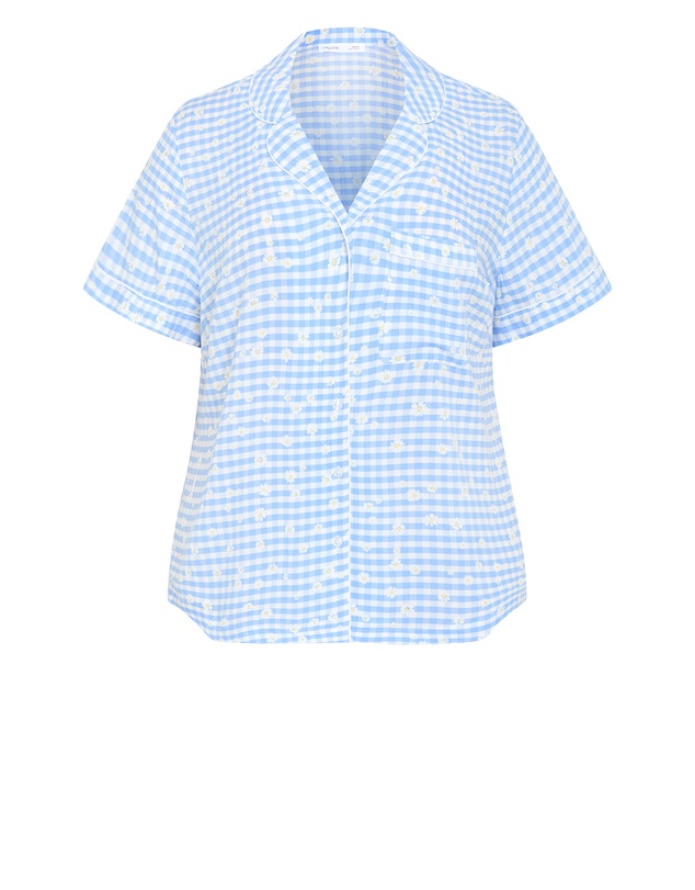City Chic - Kitty Check Print Pyjama Shirt