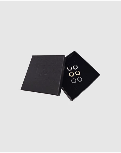 Kuzzoi - ICONIC EXCLUSIVE - Earrings Mens Creole Set Oxidised Gold Plated in 925 Sterling Silver